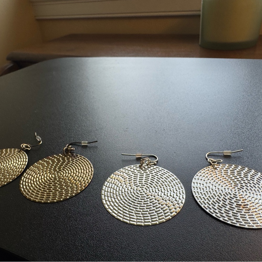 BUNDLE: Silver & Gold Woven Disc Earrings